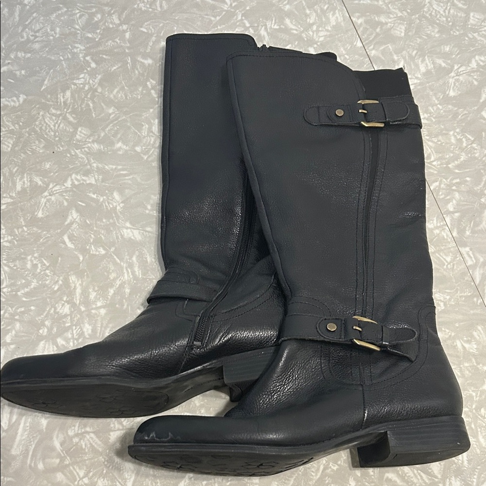 Naturalizer Black Heeled Boots with Buckle Detail